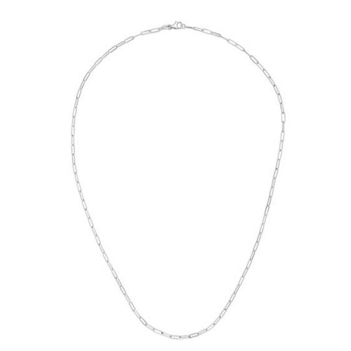 14K White Gold Delicate Paperclip Chain (2.10 mm)