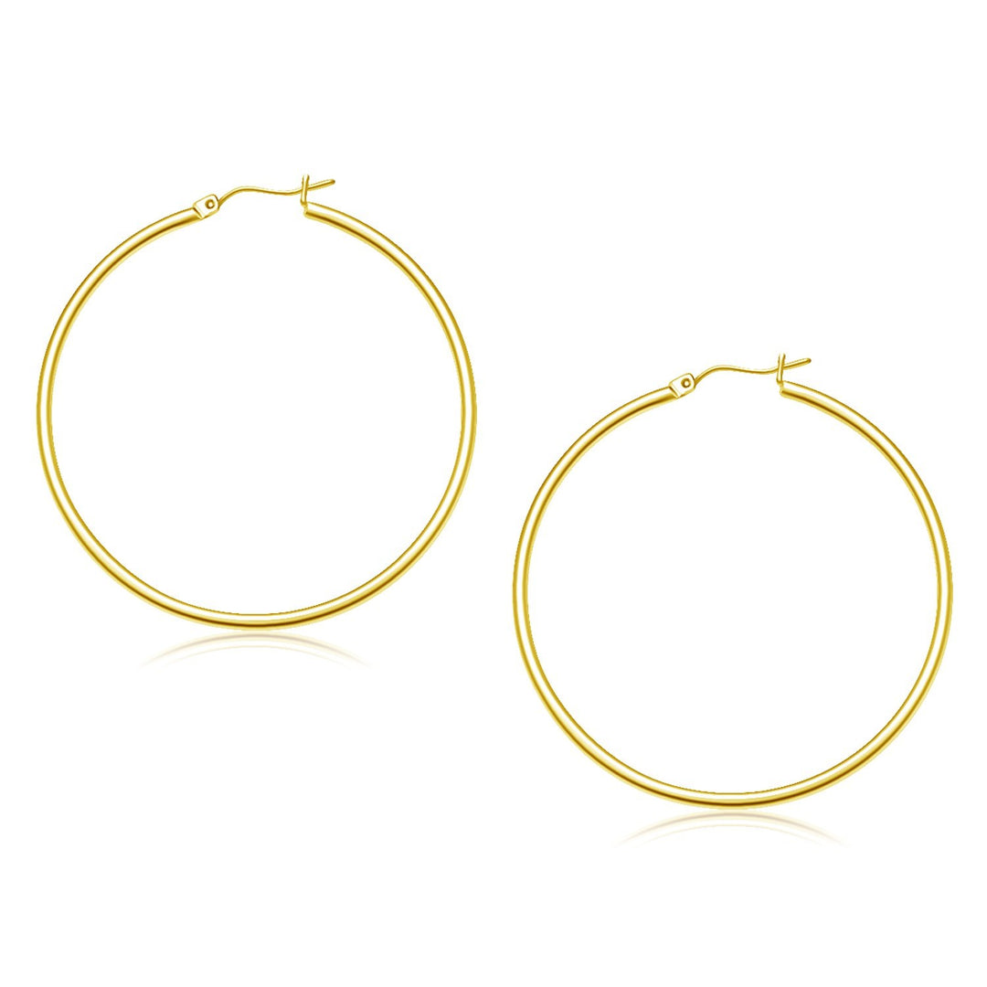 10k Yellow Gold Polished Hoop Earrings (2x45mm)