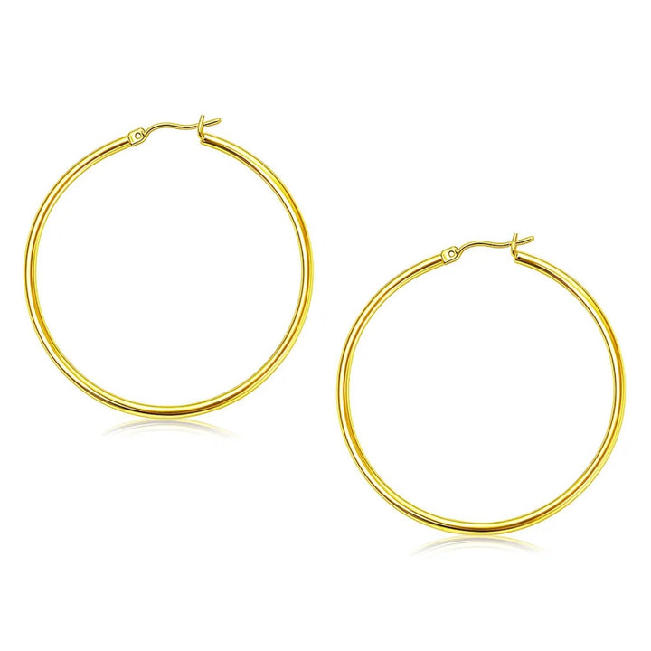10k Yellow Gold Polished Hoop Earrings (2x45mm)