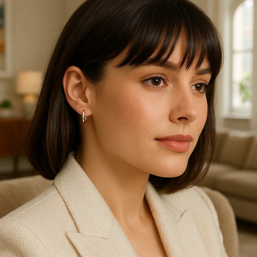 14k Rose Gold Petite Polished Round Hoop Earrings