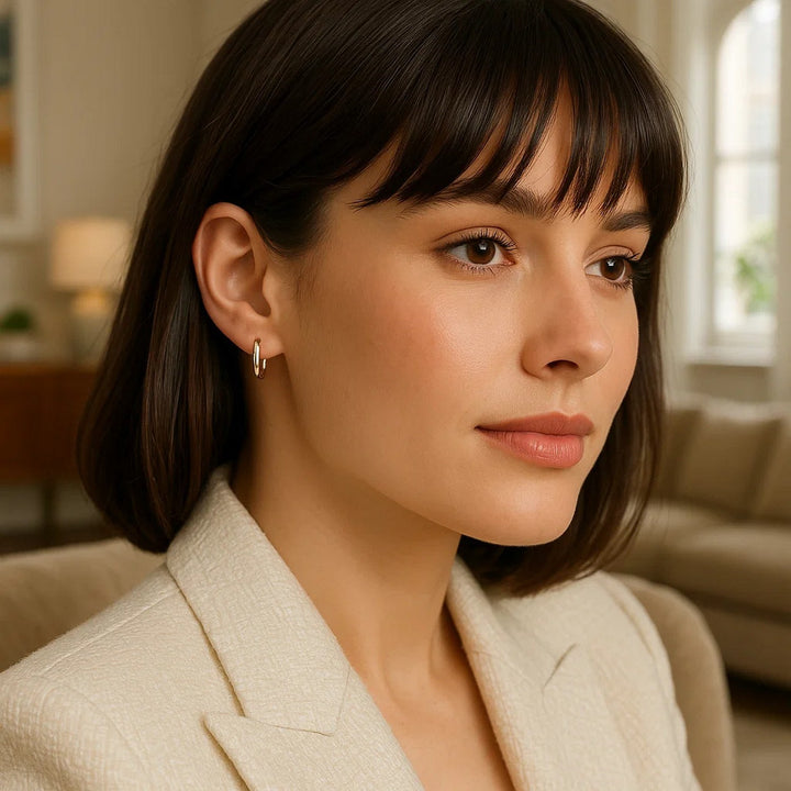 14k Rose Gold Petite Polished Round Hoop Earrings