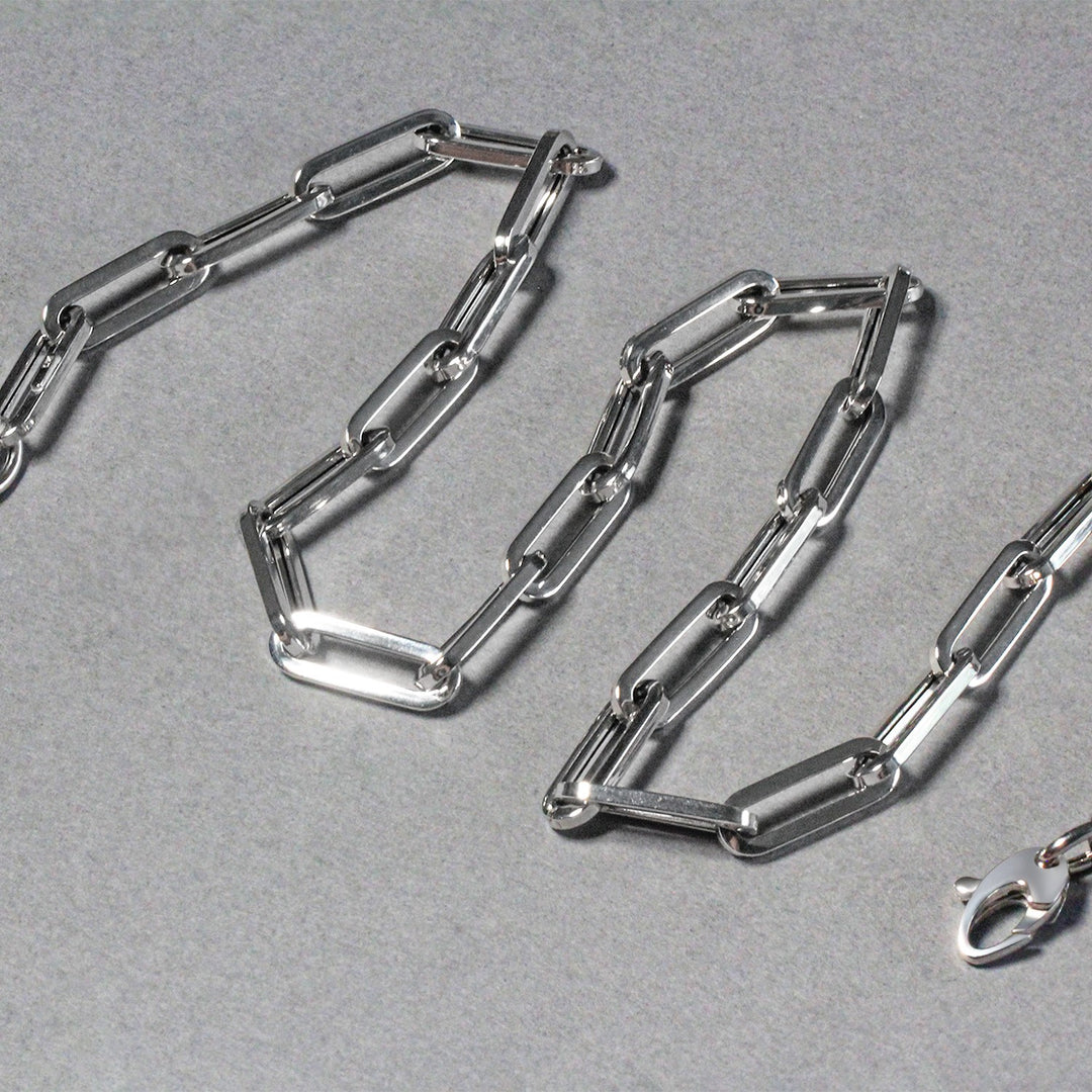 14K White Gold Wide Paperclip Chain (6.10 mm)