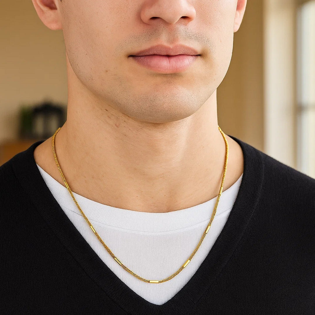 Diamond Cut Bar Links Pendant Chain in Yellow Gold (1.30 mm)