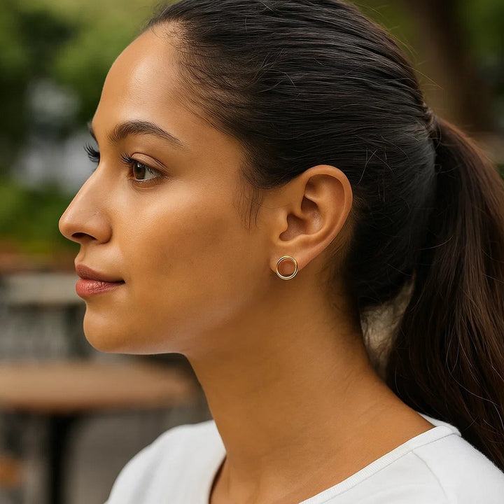 Open Circle Post Earrings in 14k Yellow Gold