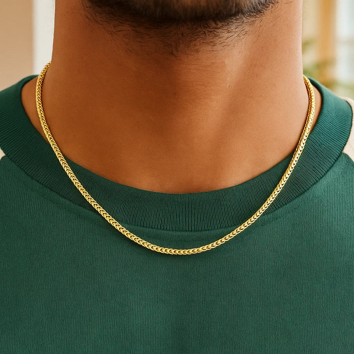 14k Yellow Solid Gold Diamond Cut Round Franco Chain (3.10 mm)