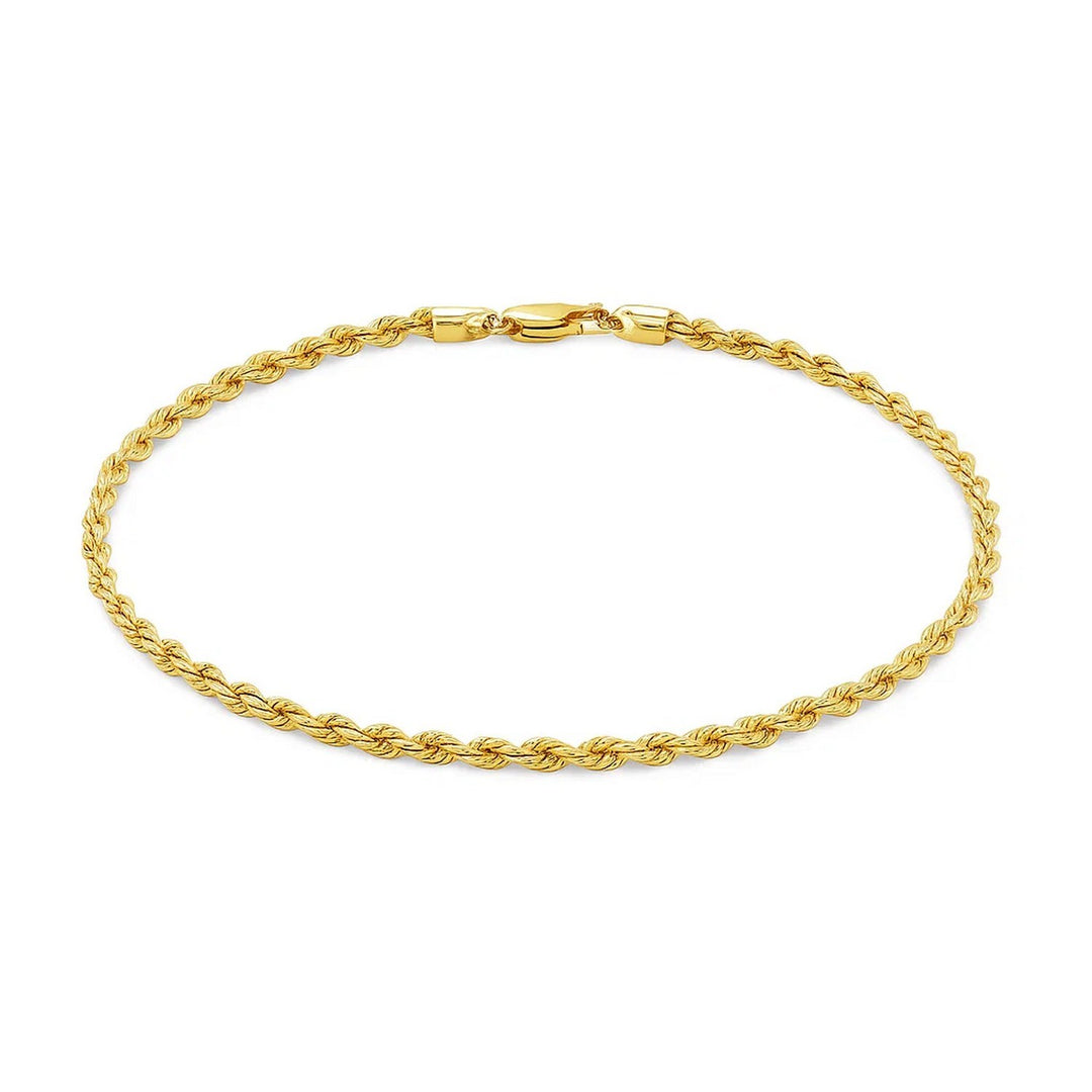 10k Yellow Gold Solid Diamond Cut Rope Bracelet (3.00 mm)