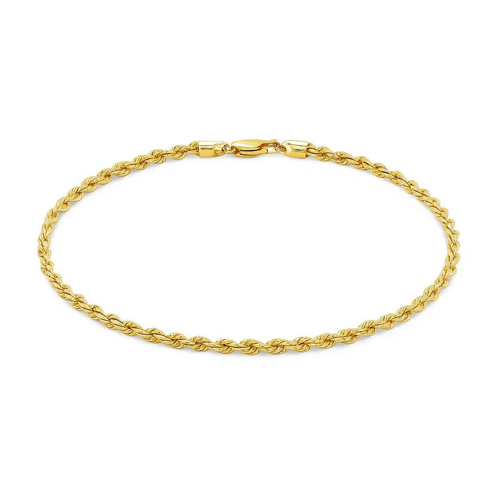10k Yellow Gold Solid Diamond Cut Rope Bracelet (3.00 mm)
