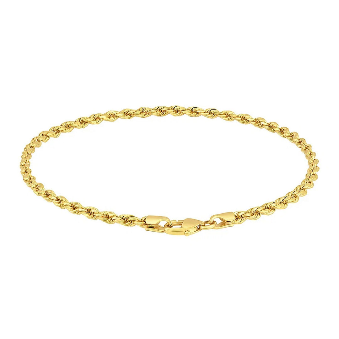 10k Yellow Gold Solid Diamond Cut Rope Bracelet (3.00 mm)