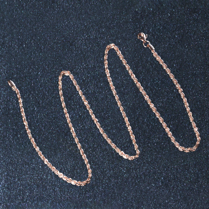 14k Rose Gold Solid Diamond Cut Rope Chain (1.6 mm)