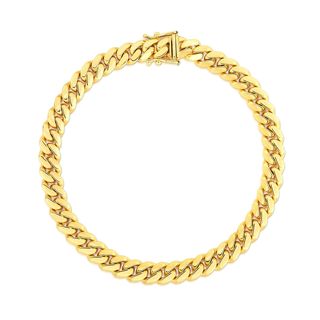 14k Yellow Gold Classic Miami Cuban Solid Bracelet (7.10 mm)