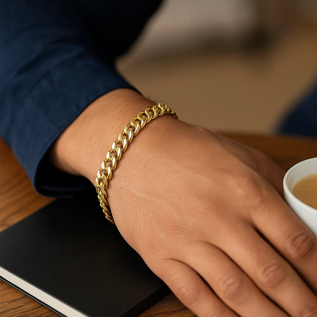 14k Yellow Gold Classic Miami Cuban Solid Bracelet (7.10 mm)