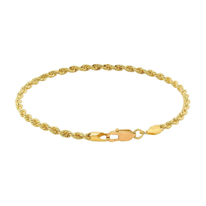 10k Yellow Gold Solid Diamond Cut Rope Bracelet (2.75 mm)
