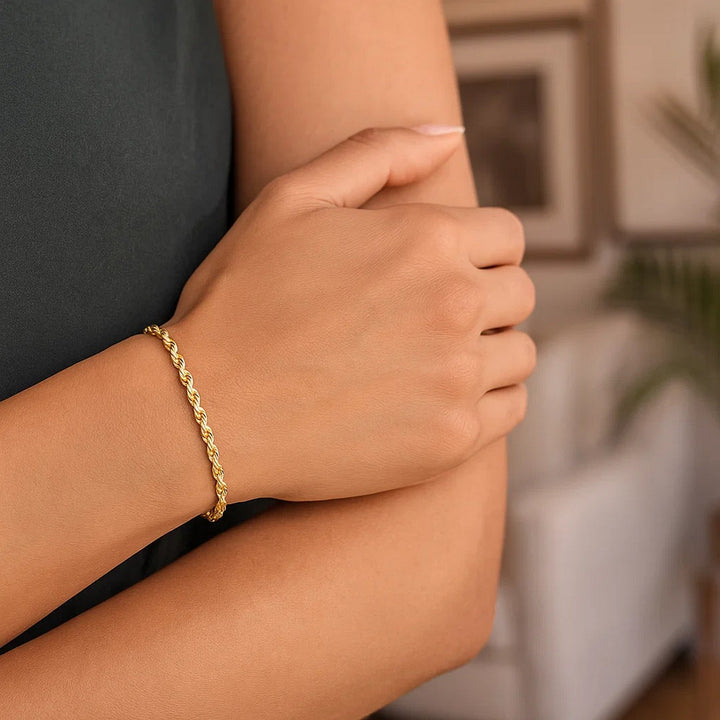 10k Yellow Gold Solid Diamond Cut Rope Bracelet (2.75 mm)