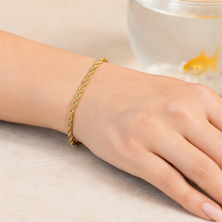 10k Yellow Gold Solid Diamond Cut Rope Bracelet (2.75 mm)