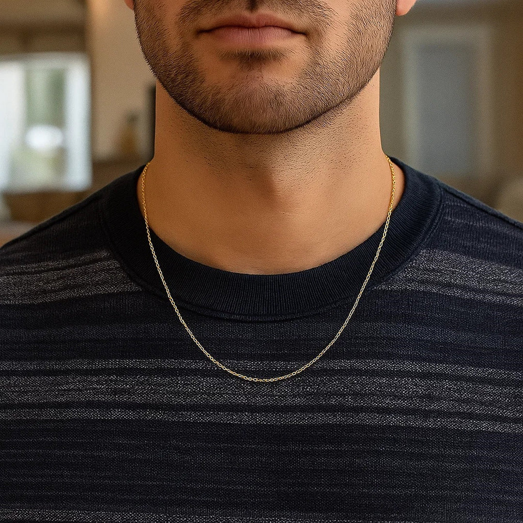 14k Yellow Gold Diamond Cut Cable Link Chain (0.87 mm)