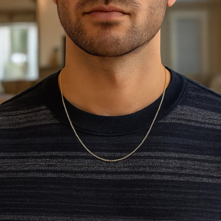 14k Yellow Gold Diamond Cut Cable Link Chain (0.87 mm)