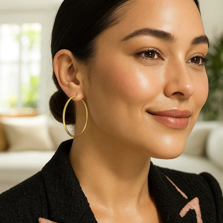 10k Yellow Gold Polished Hoop Earrings (2x40 mm)