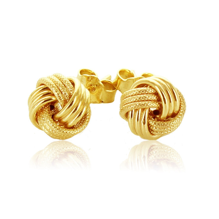10k Yellow Gold Love Knot with Ridge Texture Earrings