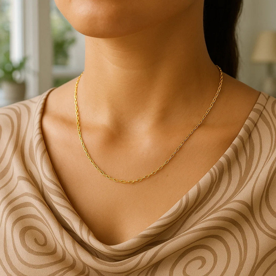 14k Yellow Gold Oval Cable Link Chain (0.85 mm)