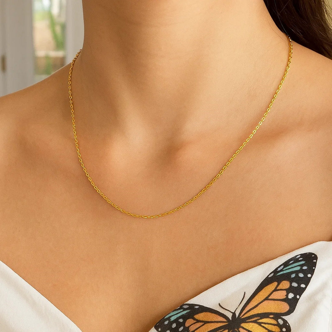 14k Yellow Gold Oval Cable Link Chain (0.85 mm)