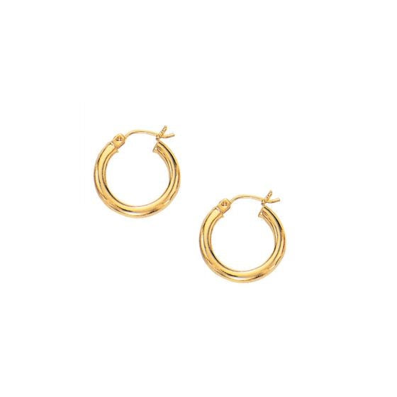 10k Yellow Gold Polished Hoop Earrings (3x15mm)