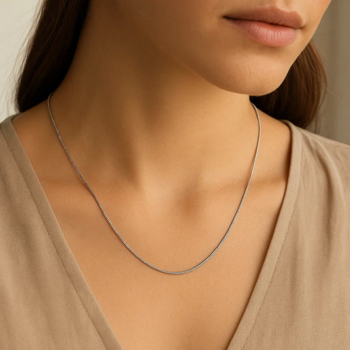 14k White Gold Classic Box Chain (0.45 mm)