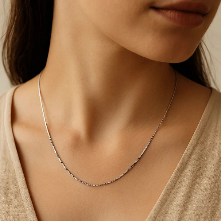 14k White Gold Classic Box Chain (0.45 mm)