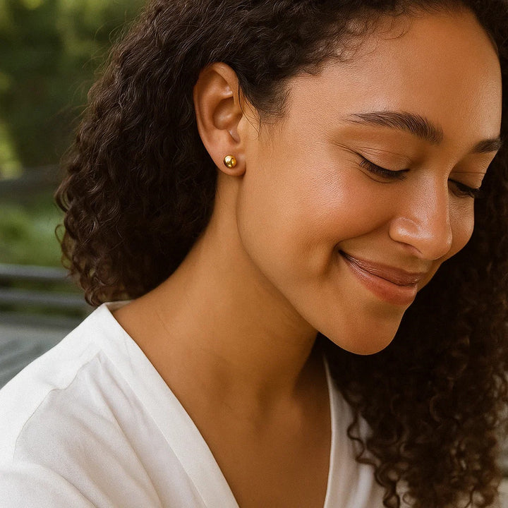 14k Yellow Gold Round Motif Stud Earrings (7mm)