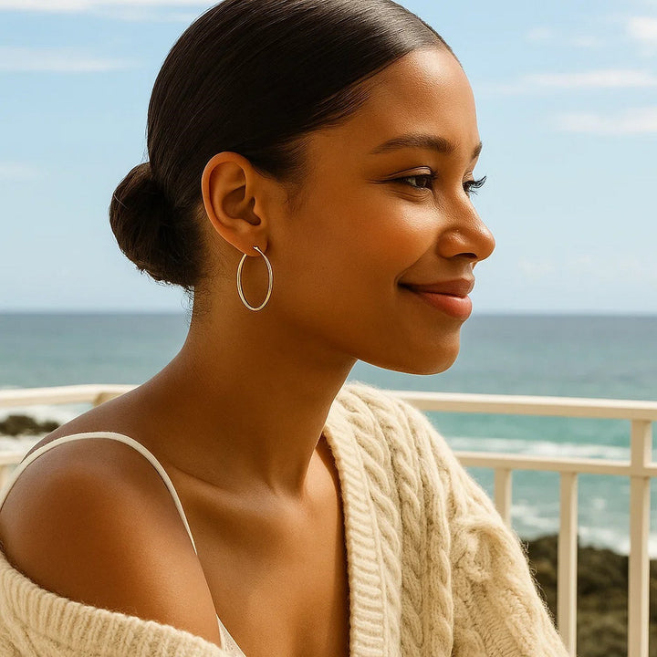 10k Yellow Gold Polished Hoop Earrings (1.5x30mm)