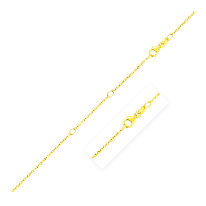 Double Extendable Diamond Cut Cable Chain in Yellow Gold (1.10 mm)