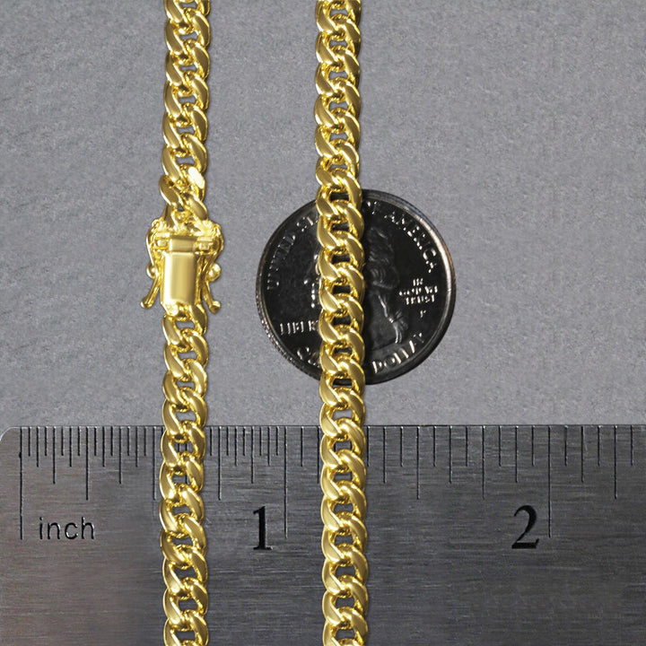 14k Yellow Gold Semi Solid Miami Cuban Chain (5.00 mm)