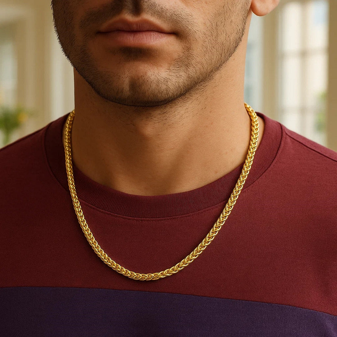 14k Yellow Gold Solid Diamond Cut Round Franco Chain (5.00 mm)