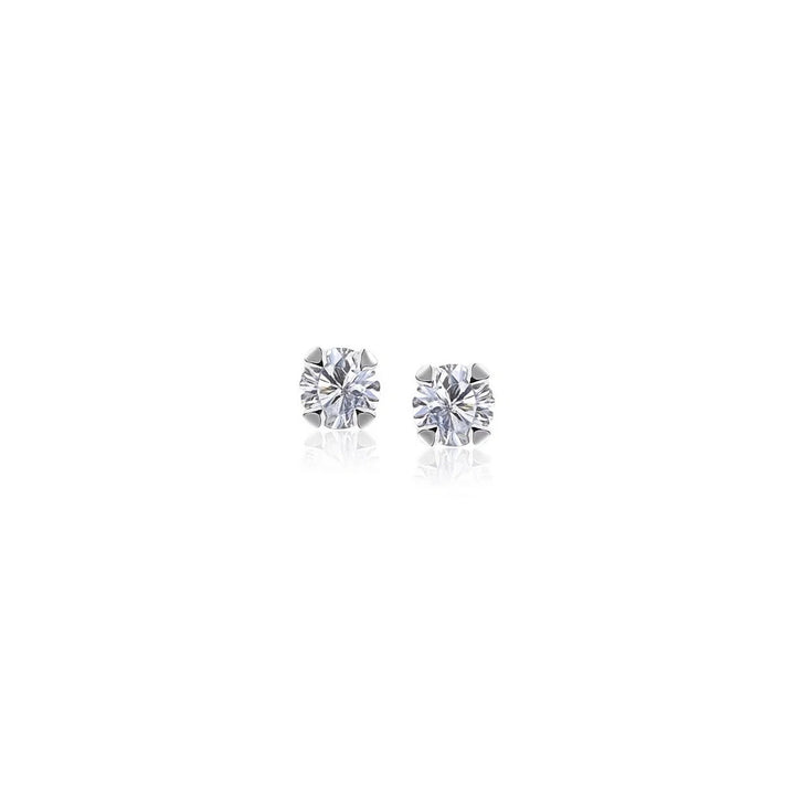 14k White Gold White Cubic Zirconia Stud Earrings(2mm)
