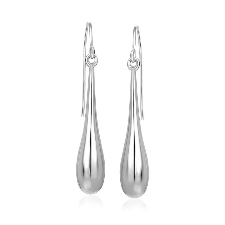 14k White Gold Long Polished Teardrop Dangling Earrings
