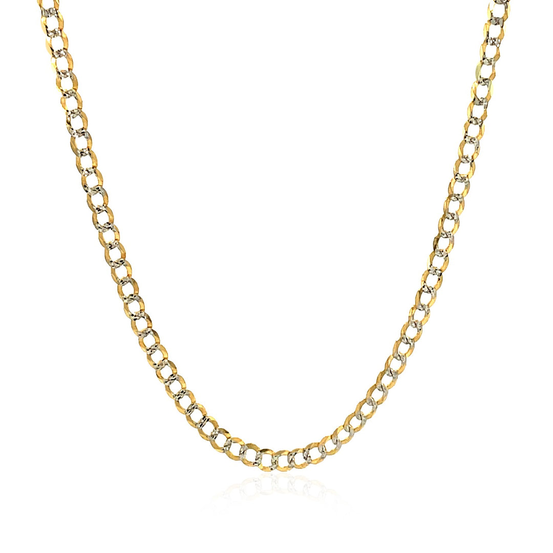 14k Two Tone Gold Pave Curb Chain (2.60 mm)