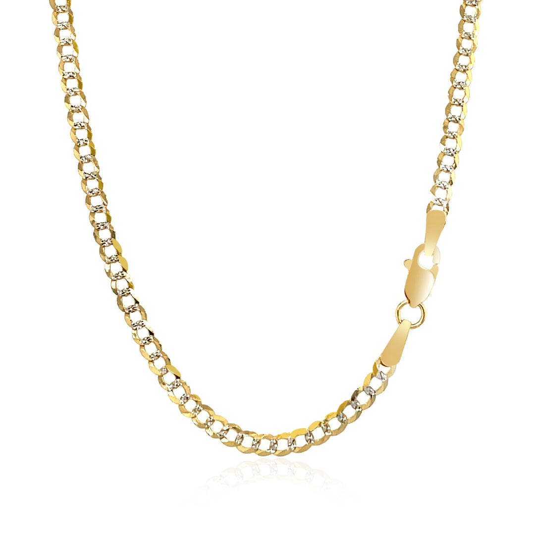 14k Two Tone Gold Pave Curb Chain (2.60 mm)