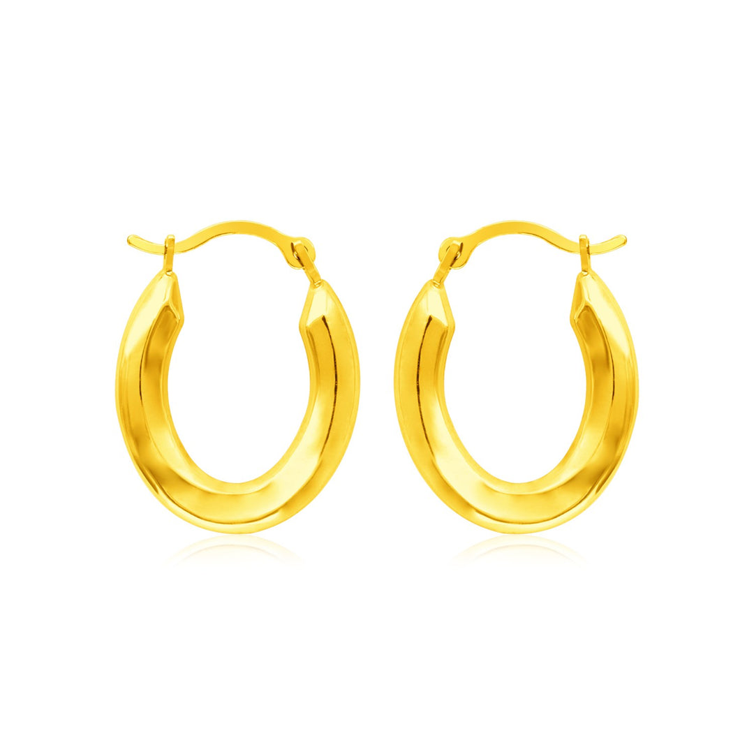 14k Yellow Gold Polished Oval Hoop Earrings