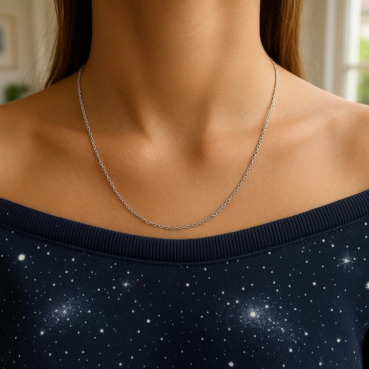 14k White Gold Cable Link Chain (0.50 mm)