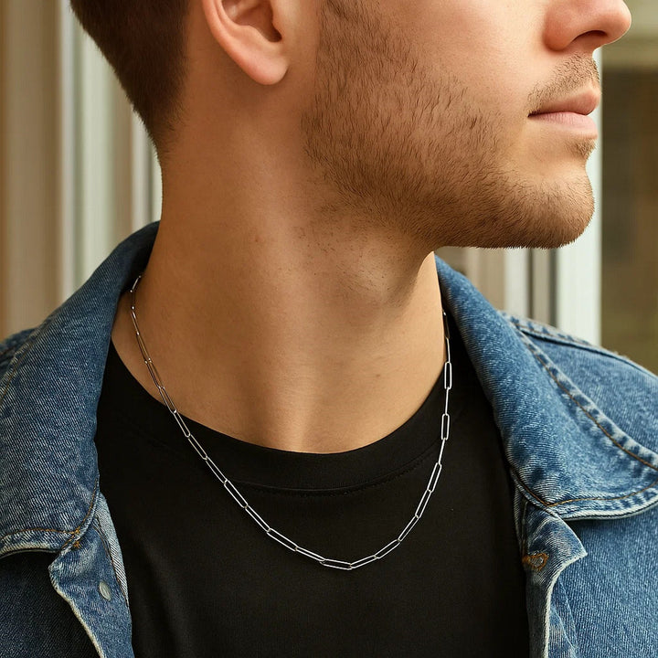 14k White Gold Wire Paperclip Chain (2.7 mm)