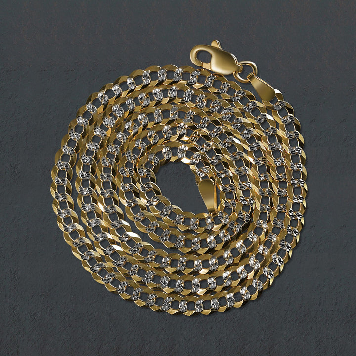 14k Two Tone Gold Pave Curb Chain (3.60 mm)