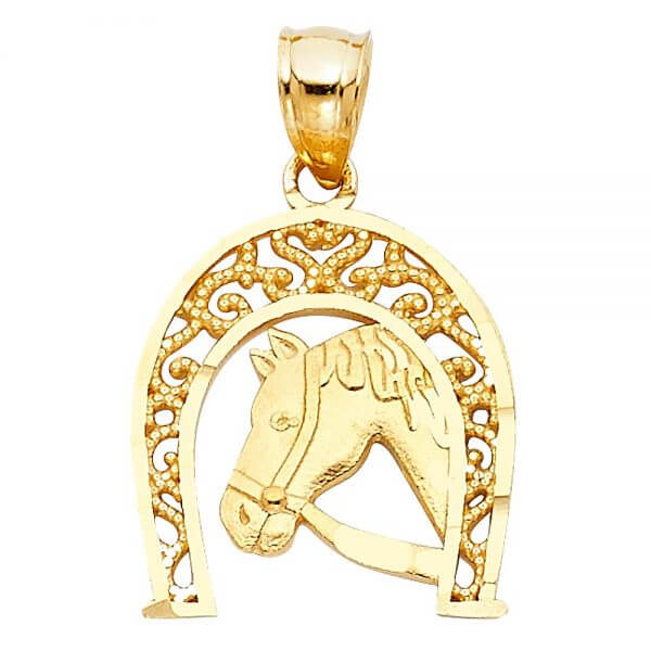 14k Two Tone Gold Lucky Horsehoe Pendant image 0