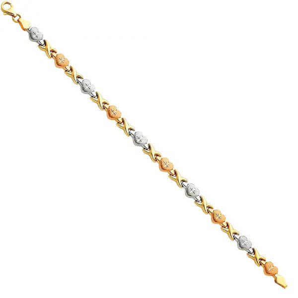 14k Tri-Color Gold 3 Color Light Stampato Bracelet 7.25in image 0