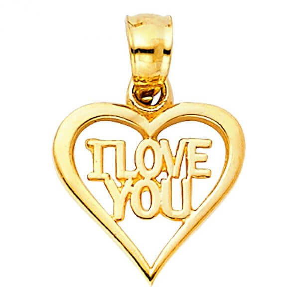 14k Yellow Gold I Love Heart Pendant image 0