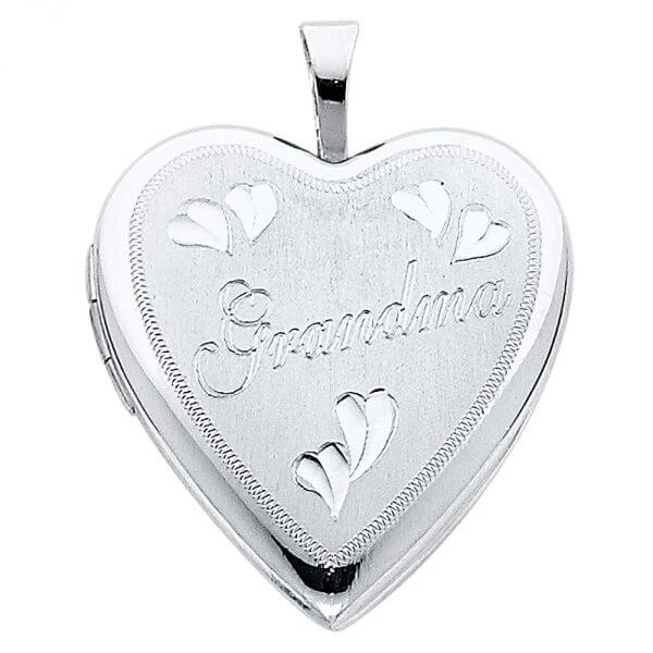 14k White Gold Heart Locket Pendant image 0