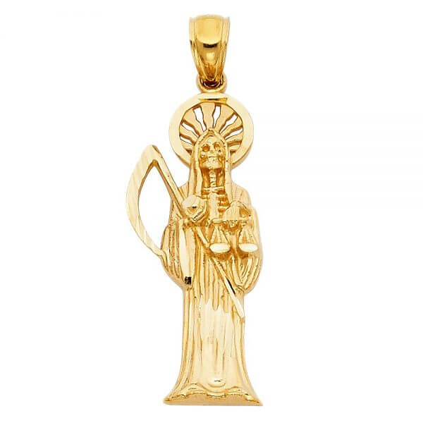 14k Yellow Gold Santa Muerte Pendant image 0