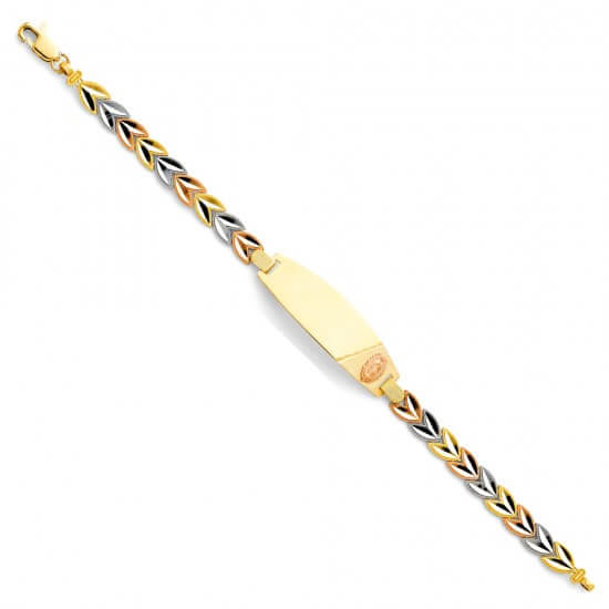 14k Tri-Color Gold 3 Color Guadalupe ID Bracelet 7.5in image 0