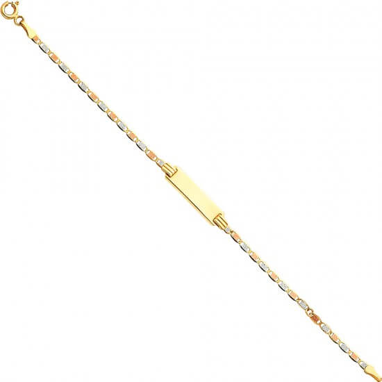 14k Tri-Color Gold 3 Color Baby ID Bracelet 5+1in image 0