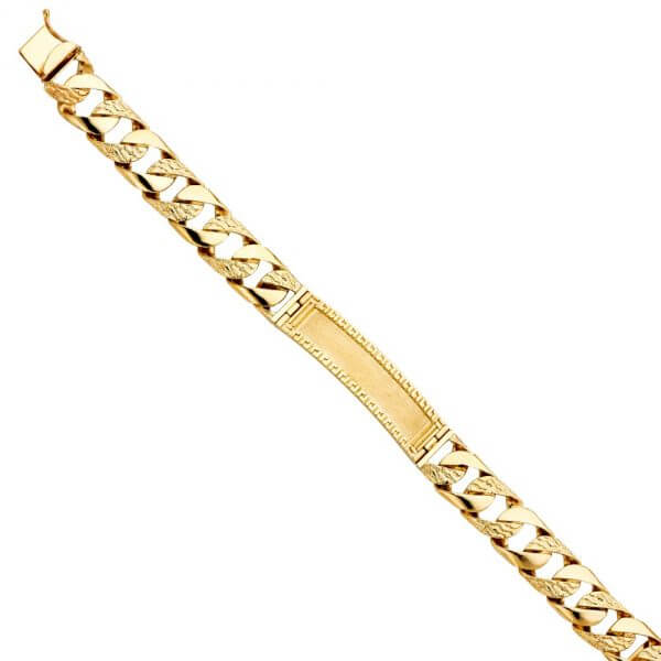 14k Yellow Gold Nugget Cuban Link ID Bracelet 8.5in image 0