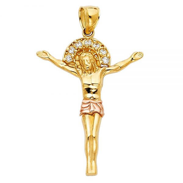 14k Two Tone Gold Jesus Christ Body Pendant image 0