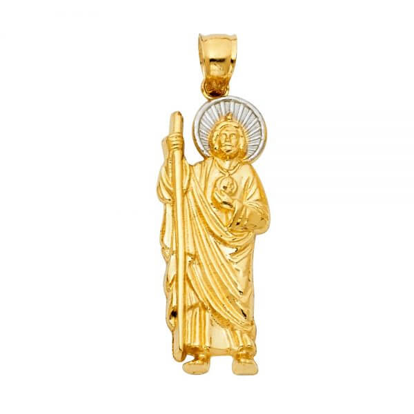 14k Two Tone Gold Jesus Religious Pendant image 0